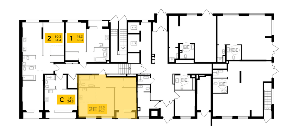 Продажа 2-комнатной квартиры 50,7 м², 1/22 этаж