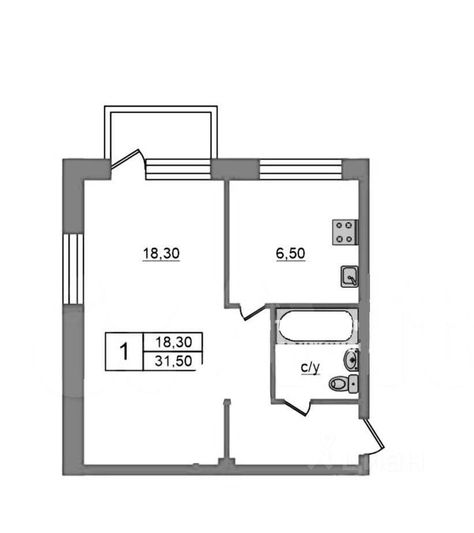 Продажа 1-комнатной квартиры 31,9 м², 2/5 этаж