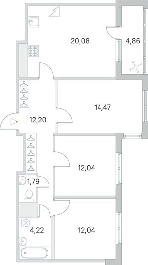 Продажа 3-комнатной квартиры 79,3 м², 2/5 этаж