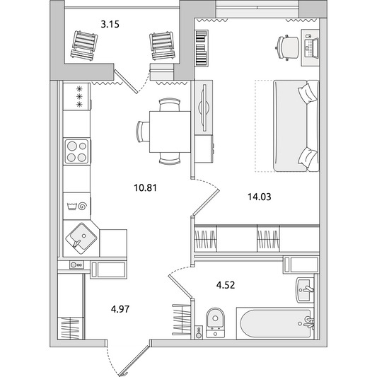 Продажа 1-комнатной квартиры 37,5 м², 1/14 этаж
