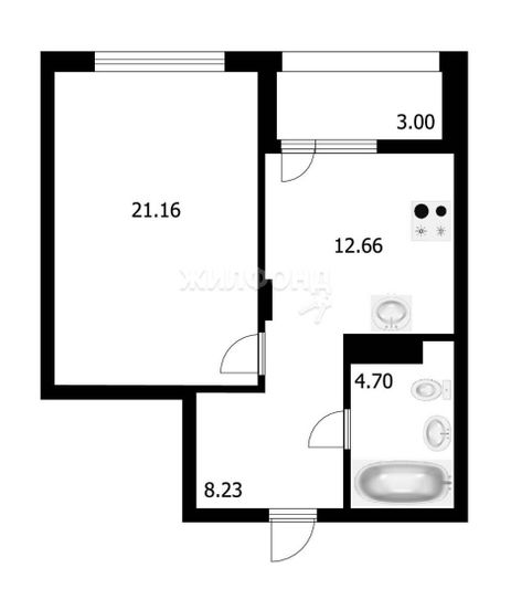 Продажа 1-комнатной квартиры 46,6 м², 13/13 этаж