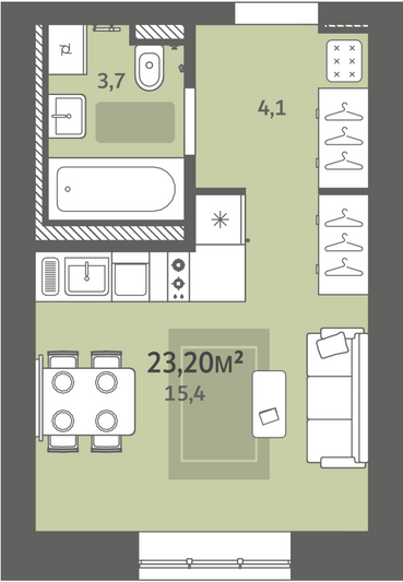 Продажа квартиры-студии 23,2 м², 3/9 этаж