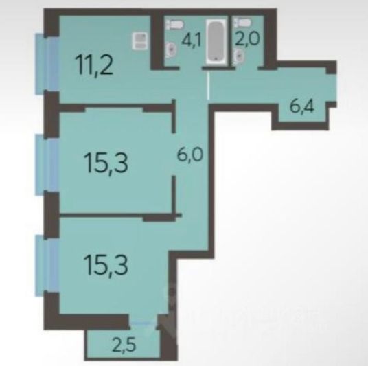 Продажа 2-комнатной квартиры 62 м², 21/24 этаж