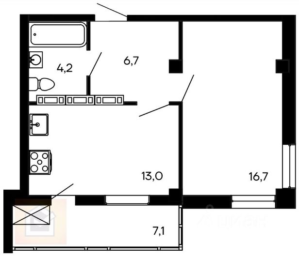 Продажа 1-комнатной квартиры 47,7 м², 4/9 этаж