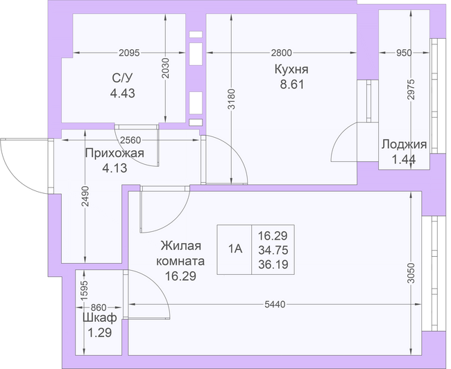 Продажа 1-комнатной квартиры 36,2 м², 20/25 этаж