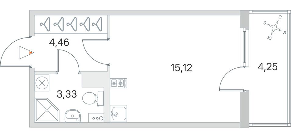 Продажа квартиры-студии 24,2 м², 4/4 этаж