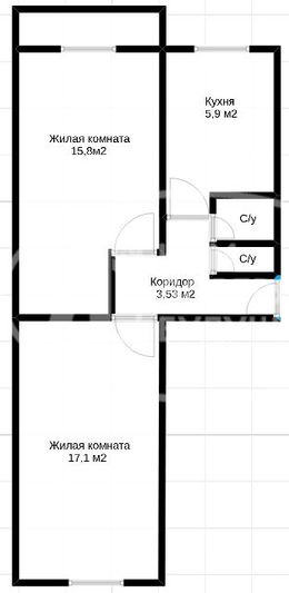 Продажа 2-комнатной квартиры 44,9 м², 5/5 этаж