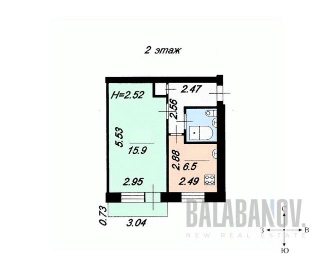 Продажа 1-комнатной квартиры 30,9 м², 2/5 этаж