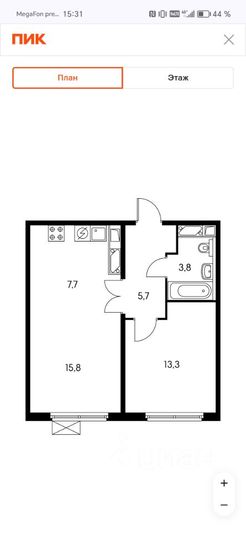 Продажа 2-комнатной квартиры 46 м², 14/24 этаж