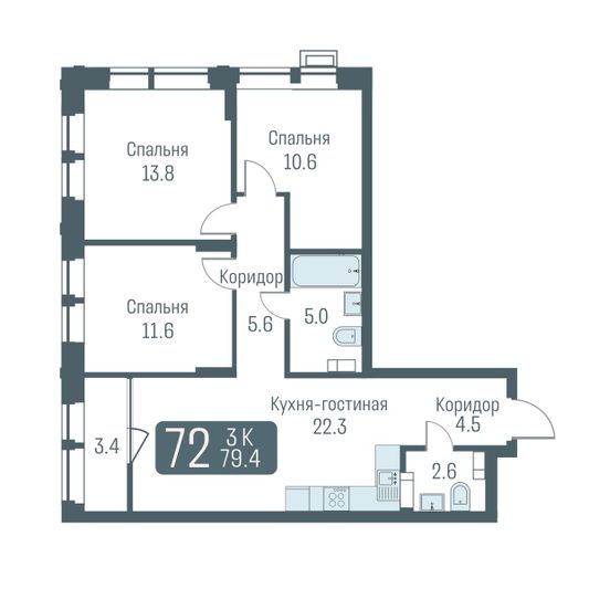 Продажа 4-комнатной квартиры 77,7 м², 9/24 этаж