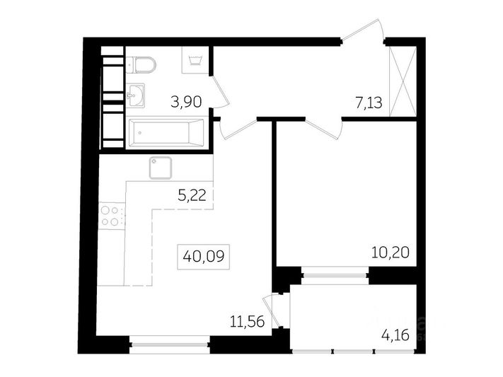 Продажа 1-комнатной квартиры 40 м², 10/16 этаж