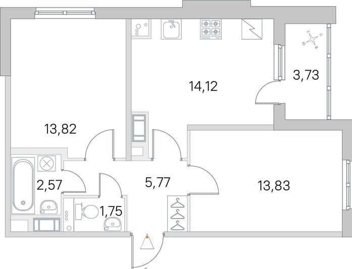 Продажа 2-комнатной квартиры 53,7 м², 3/5 этаж