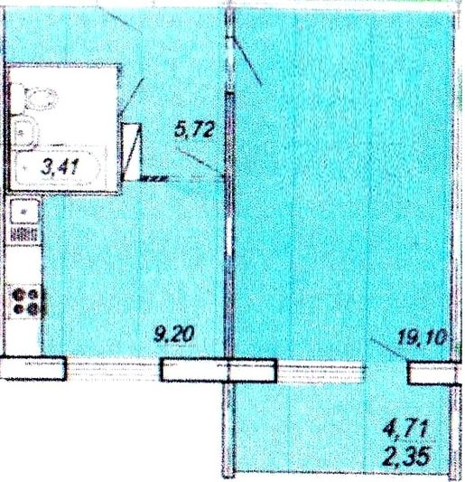 Продажа 1-комнатной квартиры 42,4 м², 8/10 этаж