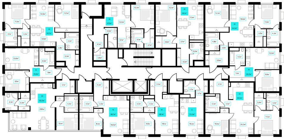 Продажа 1-комнатной квартиры 38,2 м², 11/23 этаж