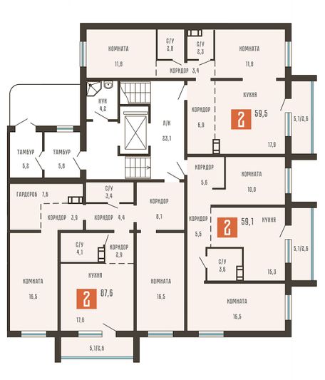 Продажа 2-комнатной квартиры 87,6 м², 1/10 этаж