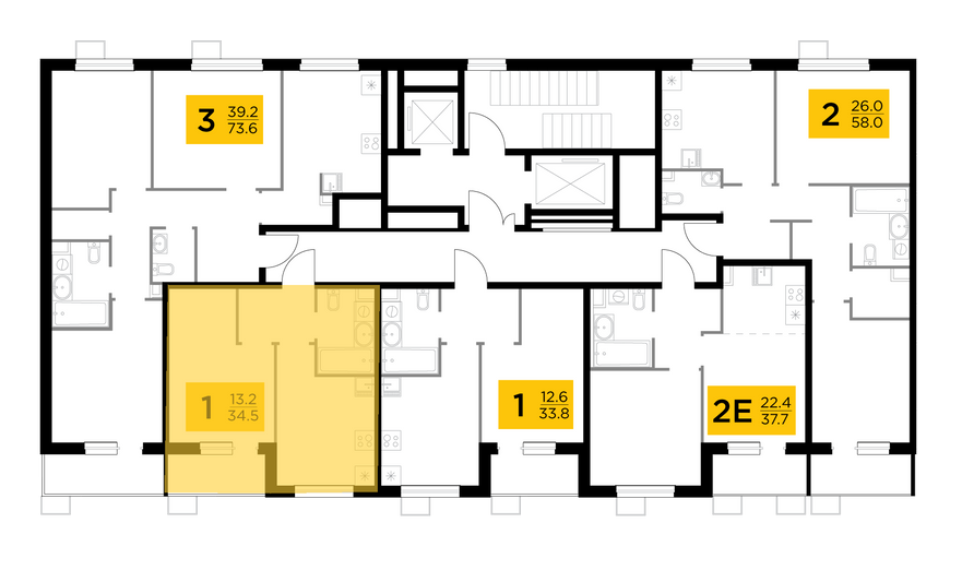 Продажа 1-комнатной квартиры 34,5 м², 2/14 этаж