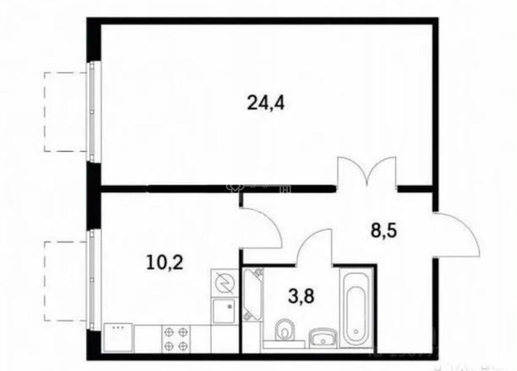 Продажа 1-комнатной квартиры 46,7 м², 2/25 этаж