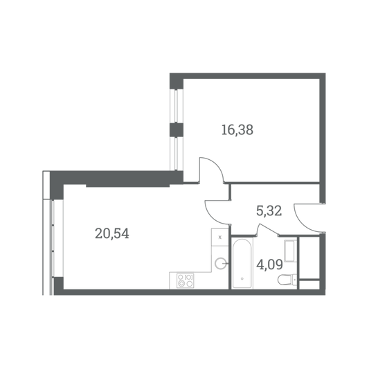 Продажа 2-комнатной квартиры 46,8 м², 45/51 этаж