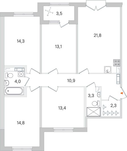 Продажа 4-комнатной квартиры 99,7 м², 2/4 этаж