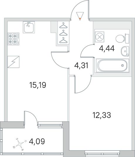 Продажа 1-комнатной квартиры 38,3 м², 3/5 этаж