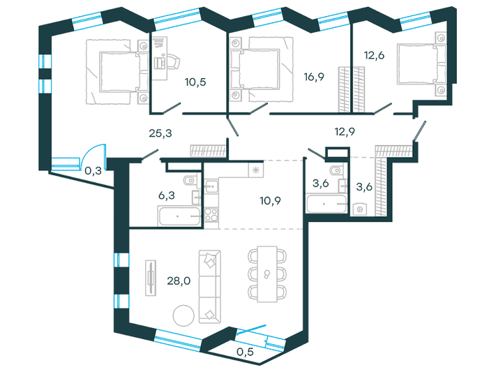 Продажа 4-комнатной квартиры 131,4 м², 23/24 этаж