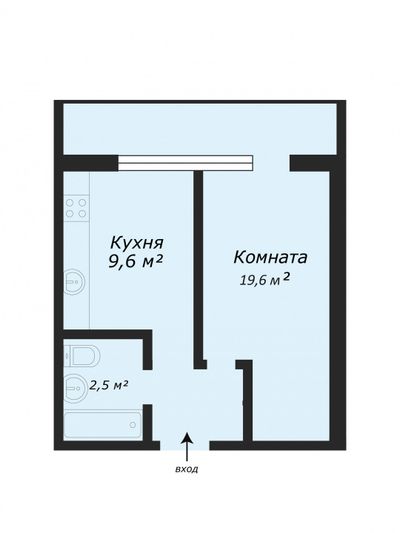 Продажа 1-комнатной квартиры 42 м², 21/22 этаж