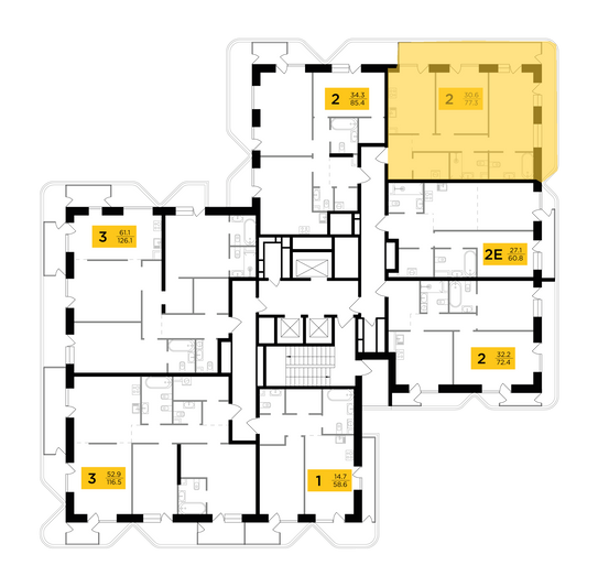 Продажа 2-комнатной квартиры 77,3 м², 9/19 этаж