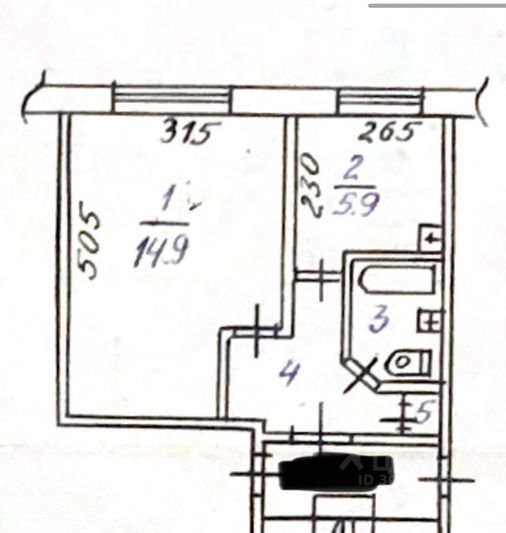 Продажа 1-комнатной квартиры 28,5 м², 1/2 этаж