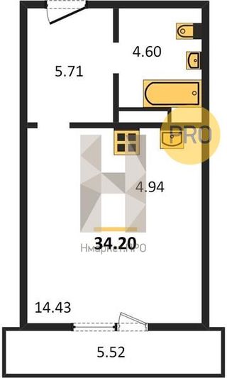 Продажа квартиры-студии 34,2 м², 26/27 этаж