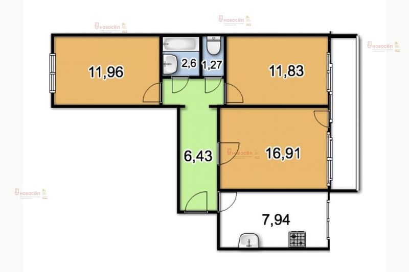 Продажа 3-комнатной квартиры 65 м², 3/5 этаж