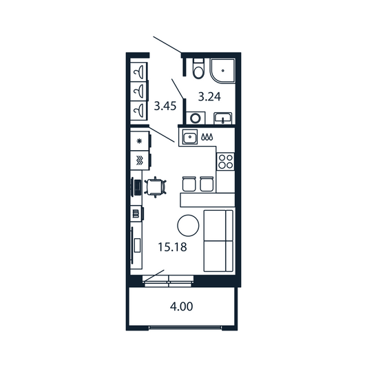 Продажа квартиры-студии 23,9 м², 2/12 этаж