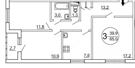 Продажа 3-комнатной квартиры 65 м², 7/9 этаж