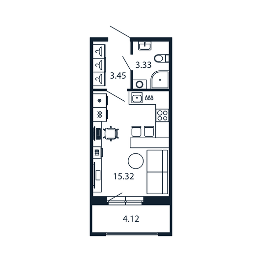 Продажа квартиры-студии 24,2 м², 2/12 этаж