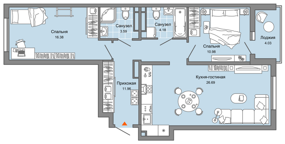 Продажа 2-комнатной квартиры 76 м², 4/9 этаж