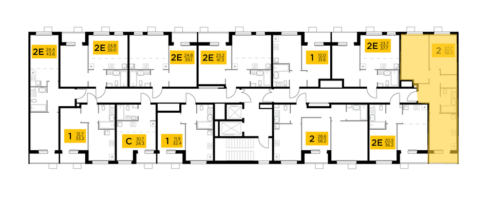 Продажа 2-комнатной квартиры 56,5 м², 6/15 этаж