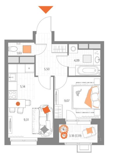 Продажа 2-комнатной квартиры 36,3 м², 9/28 этаж
