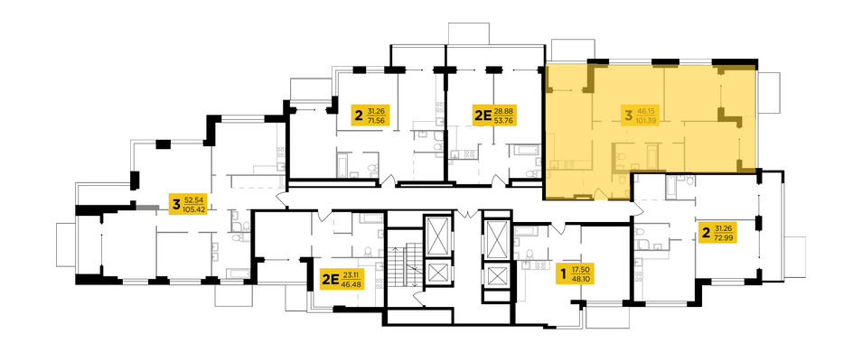 Продажа 3-комнатной квартиры 101,4 м², 2/29 этаж