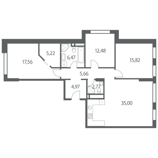 Продажа 3-комнатной квартиры 107,2 м², 5/35 этаж