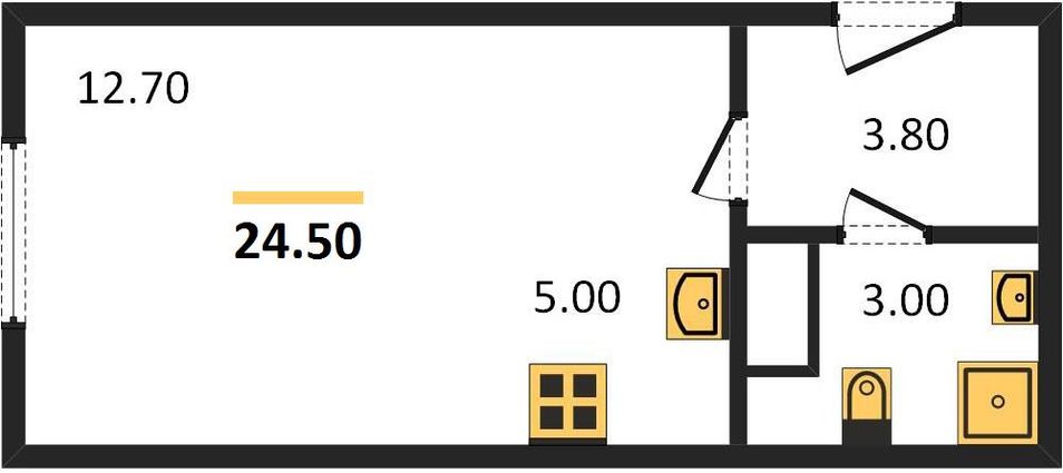 Продажа квартиры-студии 24,5 м², 25/25 этаж