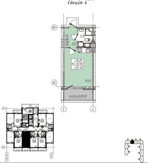 Продажа квартиры-студии 24,4 м², 4/13 этаж