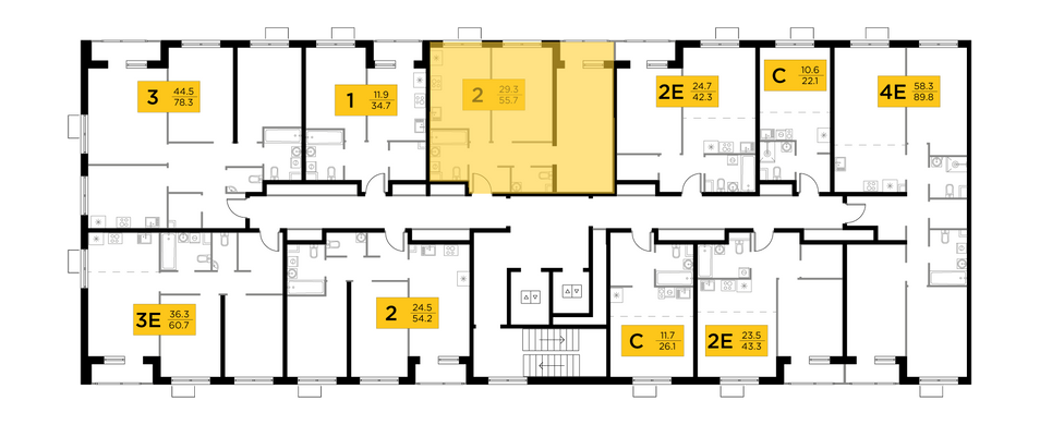 Продажа 2-комнатной квартиры 55,7 м², 4/17 этаж