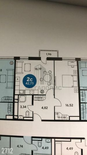 Продажа 2-комнатной квартиры 42 м², 7/11 этаж