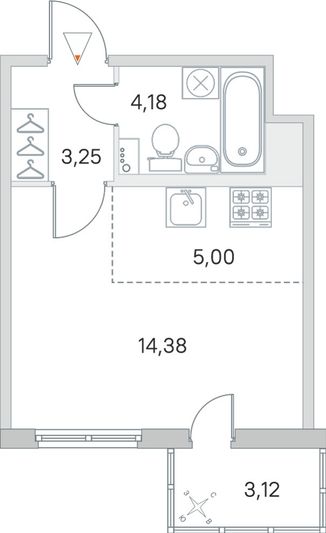 Продажа квартиры-студии 27,8 м², 5/8 этаж