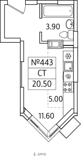 Продажа квартиры-студии 20,5 м², 17/25 этаж