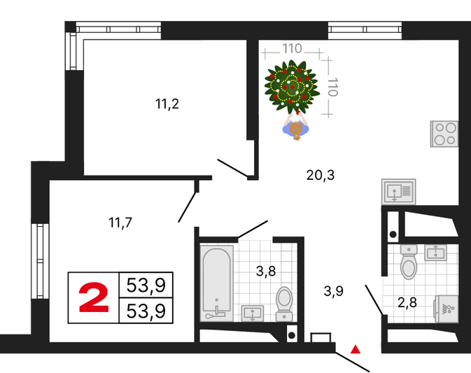 Продажа 2-комнатной квартиры 54 м², 29/29 этаж
