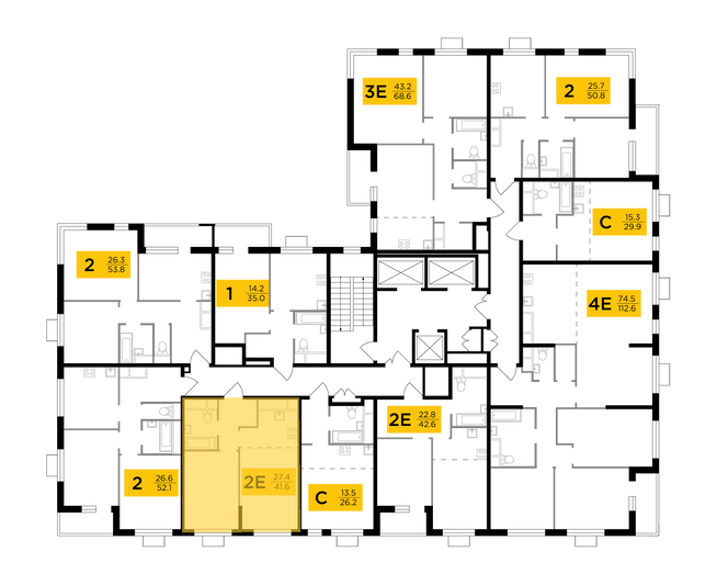 Продажа 2-комнатной квартиры 41,5 м², 24/24 этаж