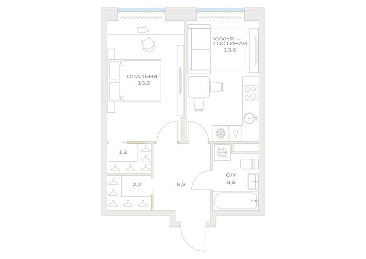 Продажа 1-комнатной квартиры 41,1 м², 6/23 этаж