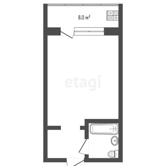 Продажа 1-комнатной квартиры 12,7 м², 4/8 этаж