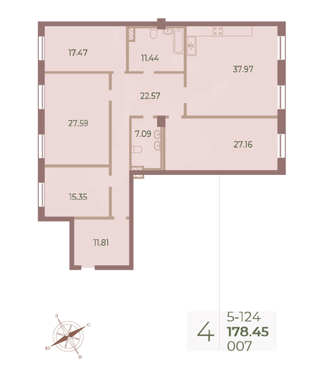 Продажа 4-комнатной квартиры 178,8 м², 2/9 этаж