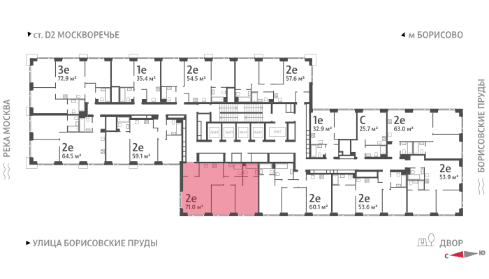 Продажа 2-комнатной квартиры 71 м², 26/52 этаж